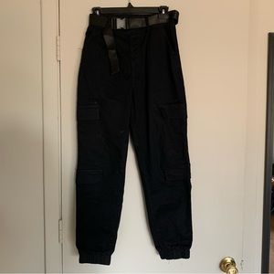 Women's Black Cargo Joggers